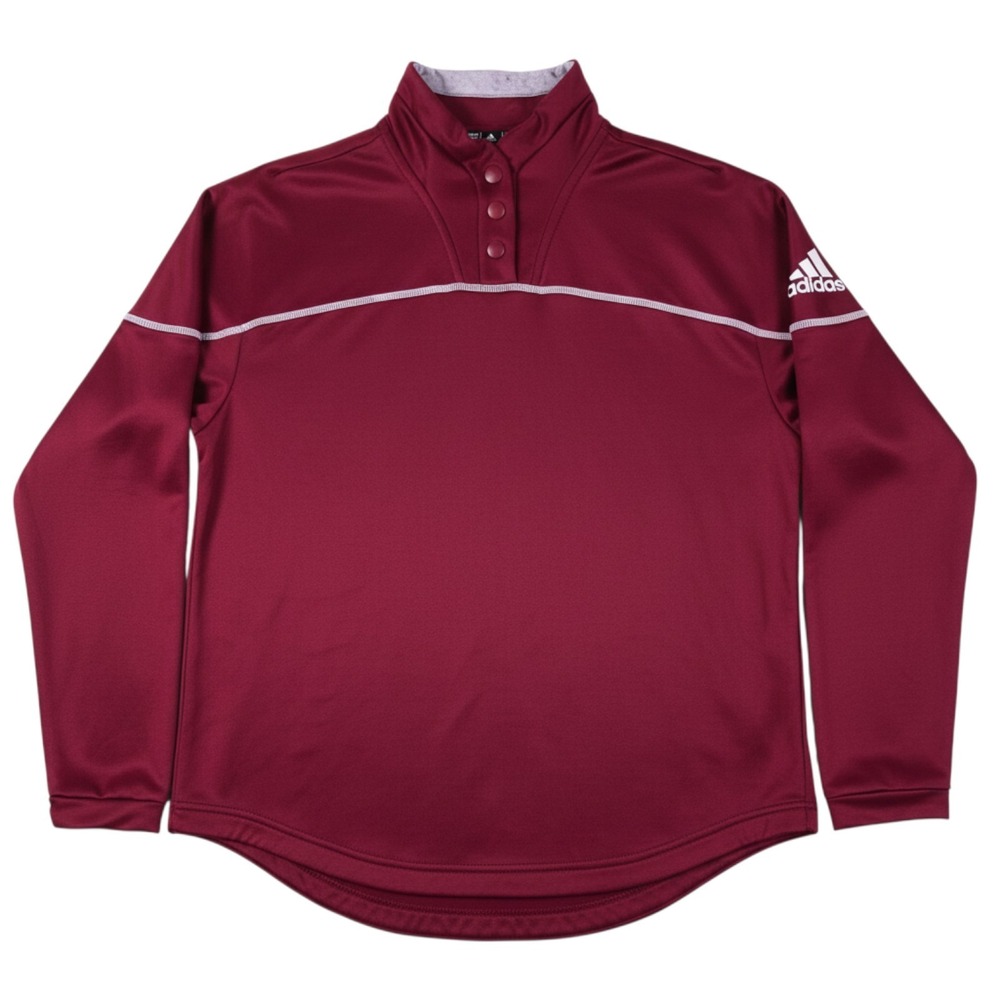 Adidas Pullover Mens Small Red Stadium 1/4 Snap Fleece Aeroready Sweatshirt